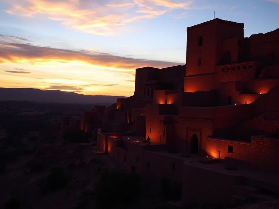 Kasbah de Ait Benhaddou na luz dourada do fim do dia