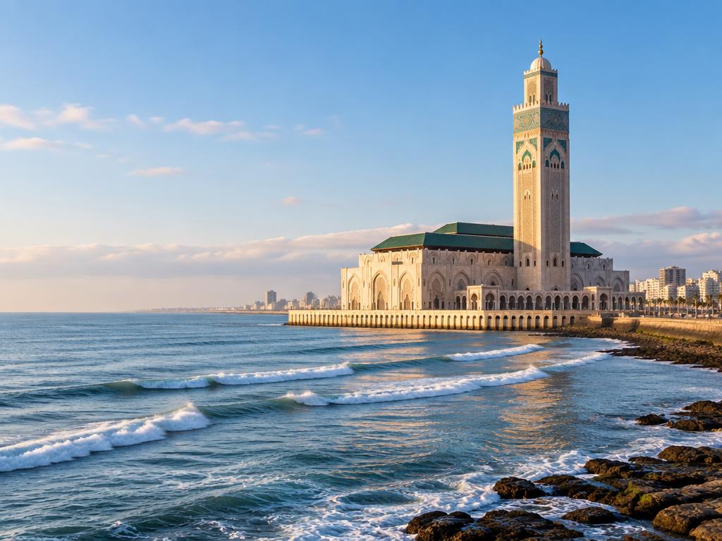 Mesquita Hassan II junto ao Atlântico em Casablanca